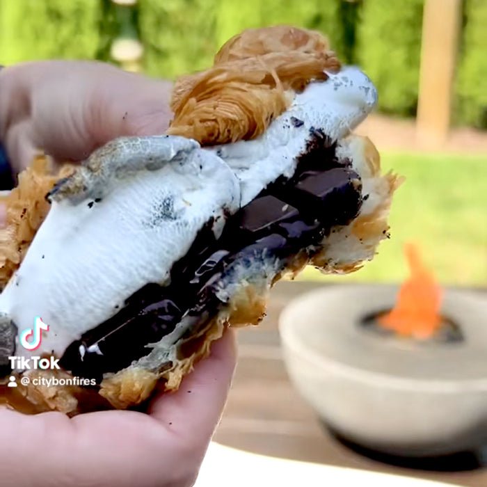 Croissant S’mores Recipe on a Concrete Tabletop Fire Pit - City Bonfires