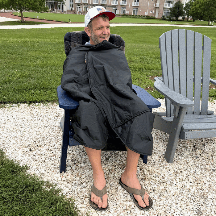 Wrapped up outdoors