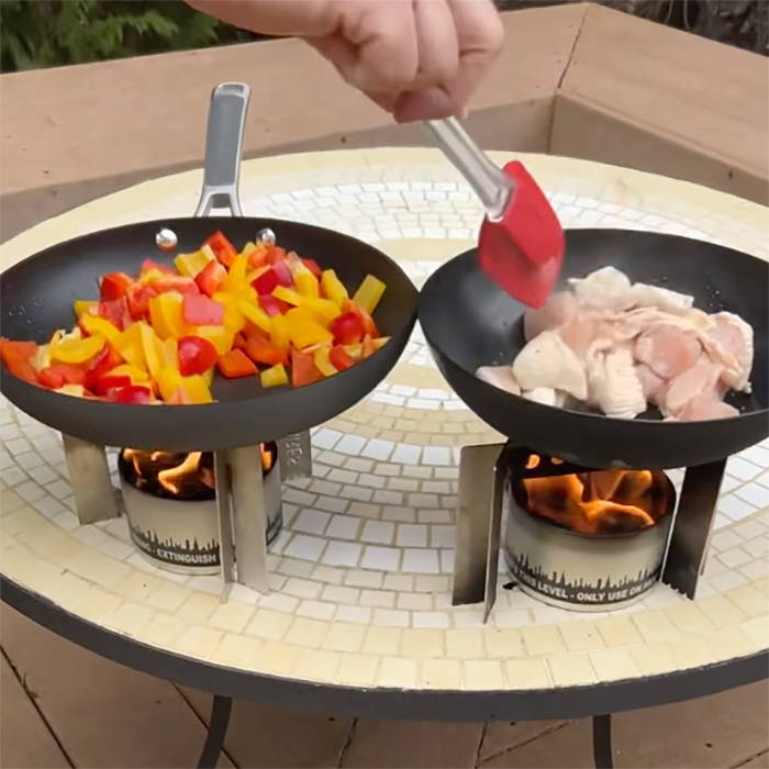 Chicken and Peppers Stir Fry Recipe on a Camp Stove - City Bonfires