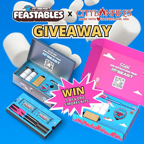 Feastables Giveaway: Win a S’mores Kit from Mr. Beast & City Bonfires Original Portable Fire Pit